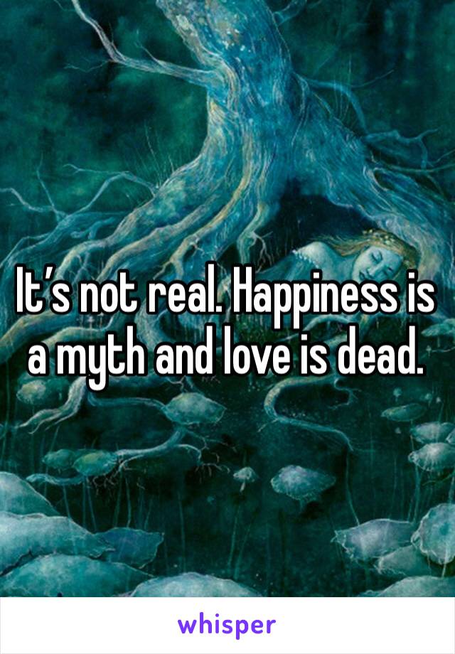 It’s not real. Happiness is a myth and love is dead. 
