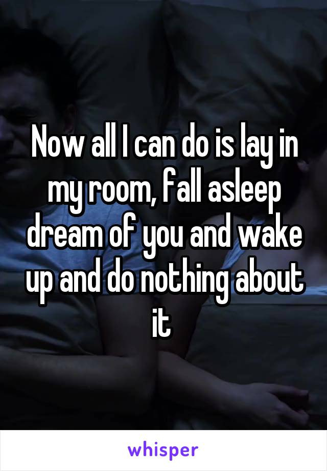 Now all I can do is lay in my room, fall asleep dream of you and wake up and do nothing about it 