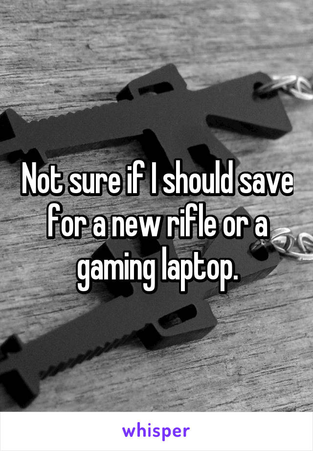 Not sure if I should save for a new rifle or a gaming laptop.