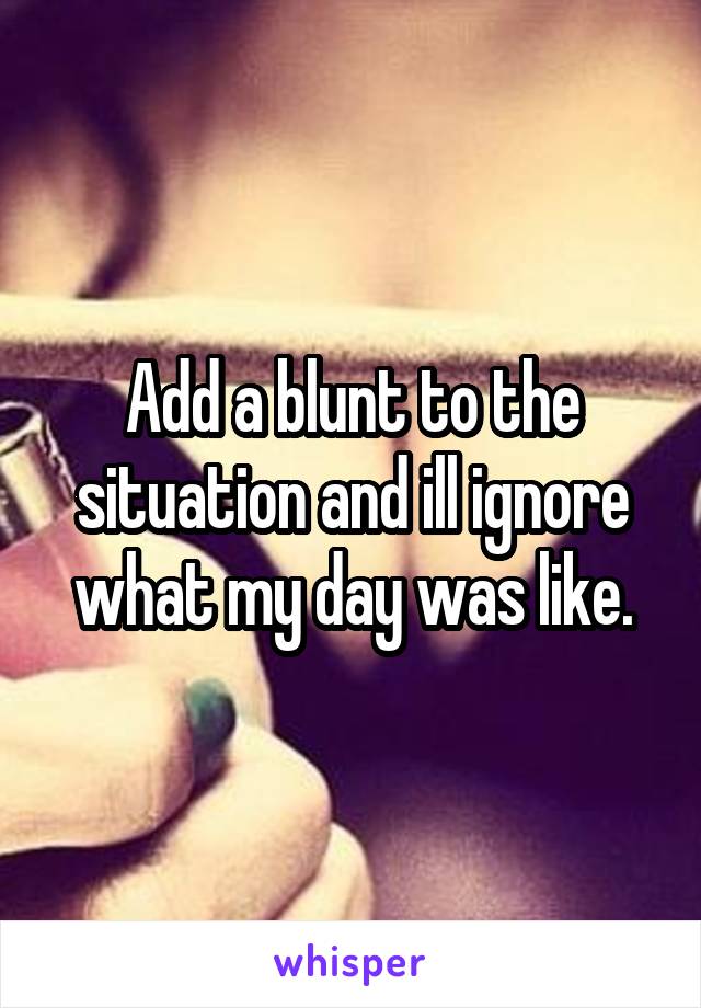 Add a blunt to the situation and ill ignore what my day was like.