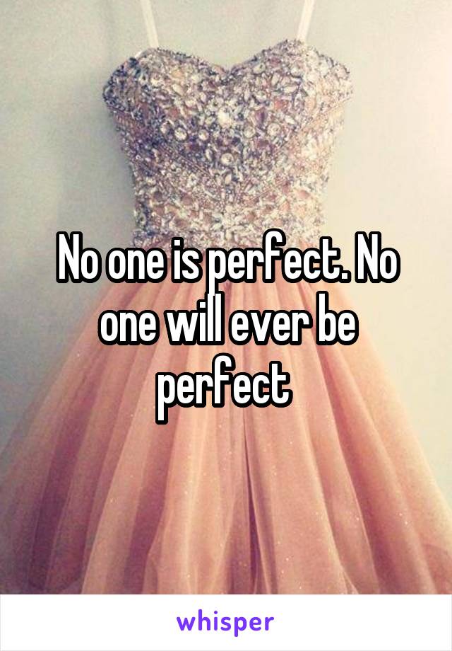 No one is perfect. No one will ever be perfect 