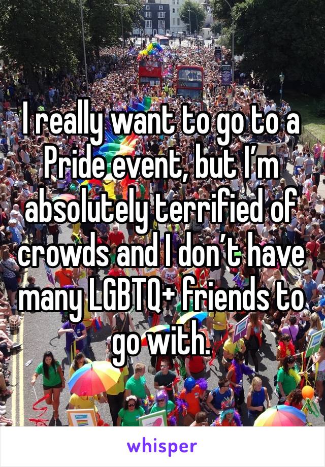 I really want to go to a Pride event, but I’m absolutely terrified of crowds and I don’t have many LGBTQ+ friends to go with. 