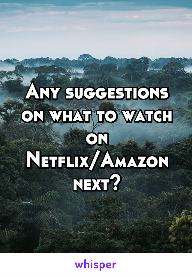 Any suggestions on what to watch on Netflix/Amazon next?