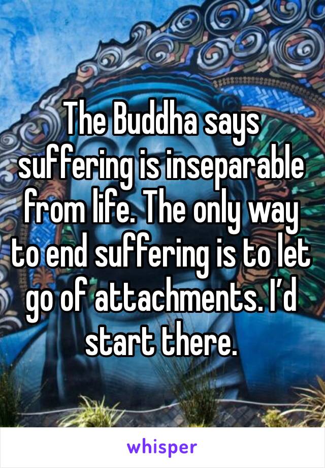 The Buddha says suffering is inseparable from life. The only way to end suffering is to let go of attachments. I’d start there.