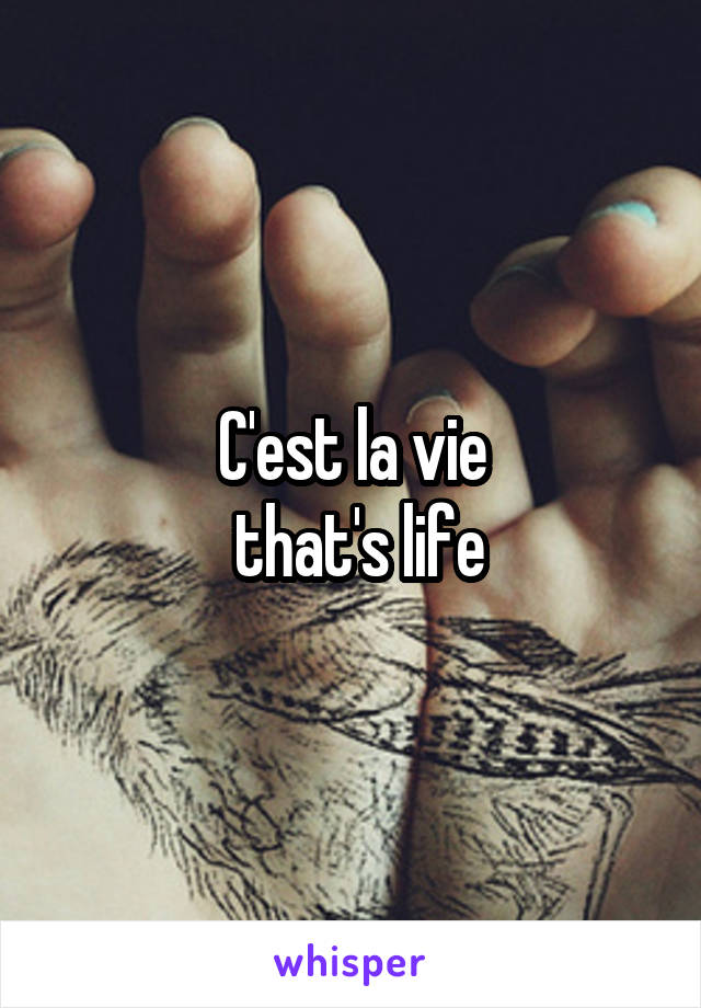 C'est la vie
 that's life