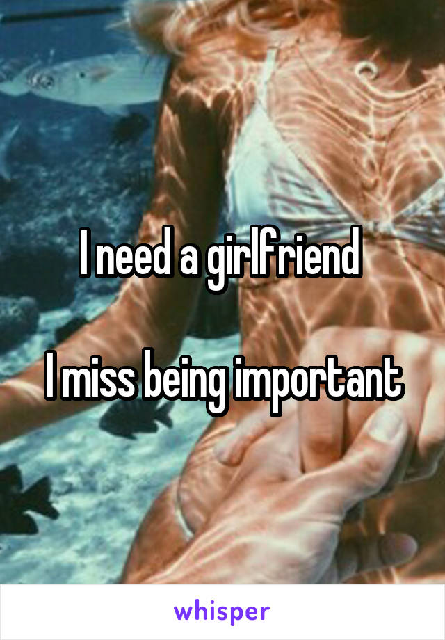 I need a girlfriend 

I miss being important