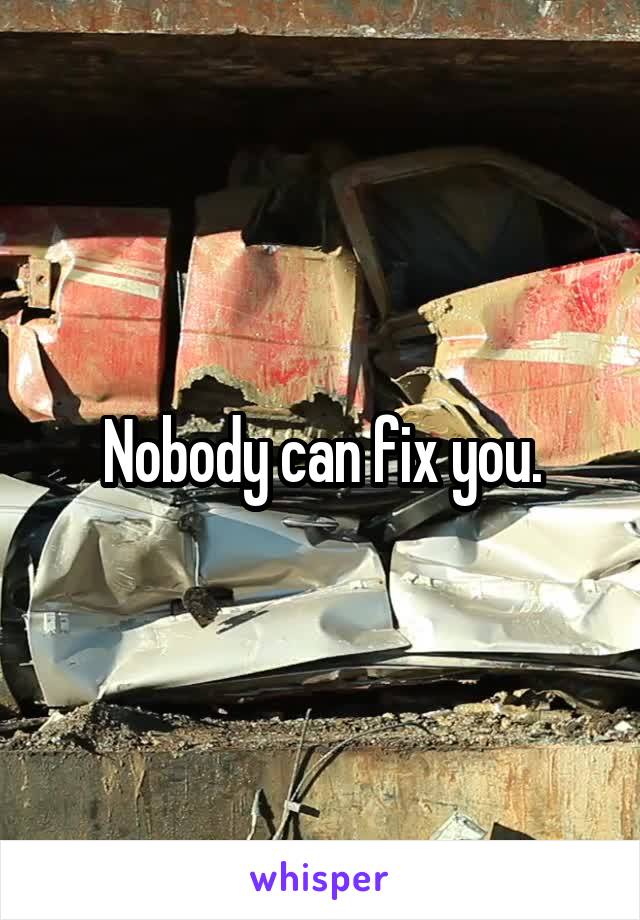 Nobody can fix you.
