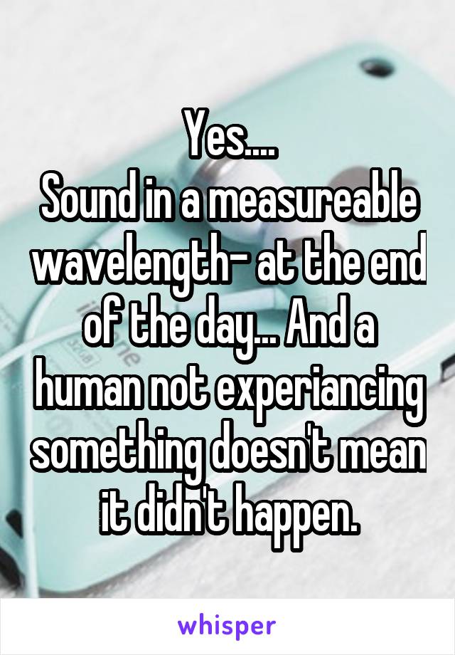 Yes....
Sound in a measureable wavelength- at the end of the day... And a human not experiancing something doesn't mean it didn't happen.