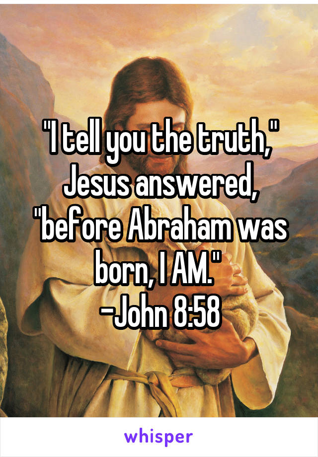 "I tell you the truth," Jesus answered, "before Abraham was born, I AM." 
-John 8:58