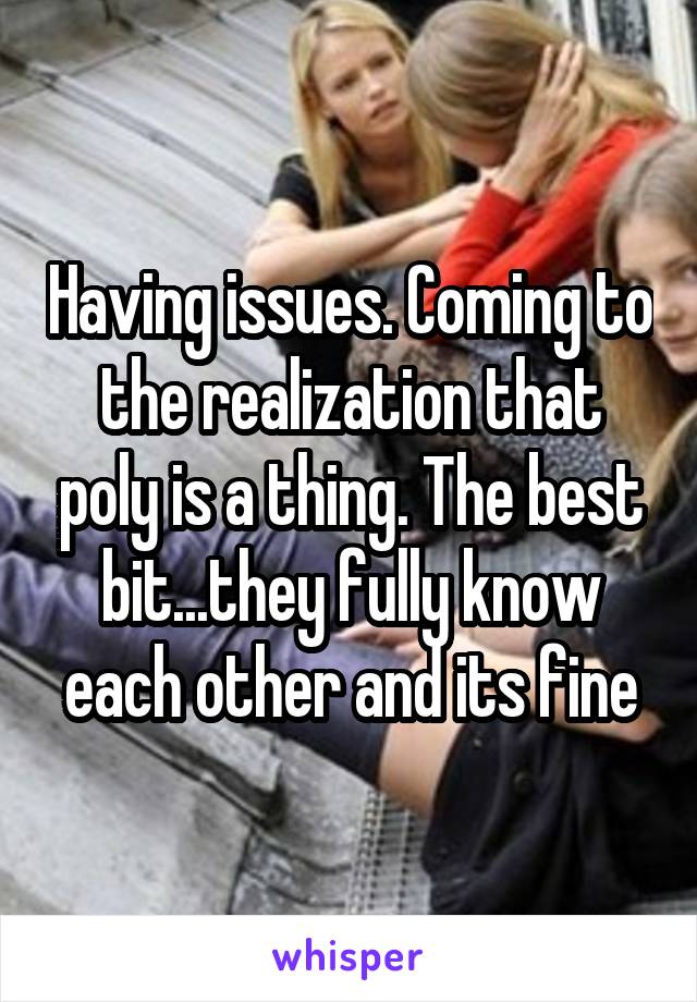 Having issues. Coming to the realization that poly is a thing. The best bit...they fully know each other and its fine