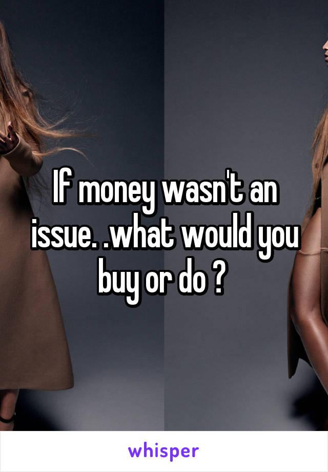 If money wasn't an issue. .what would you buy or do ? 