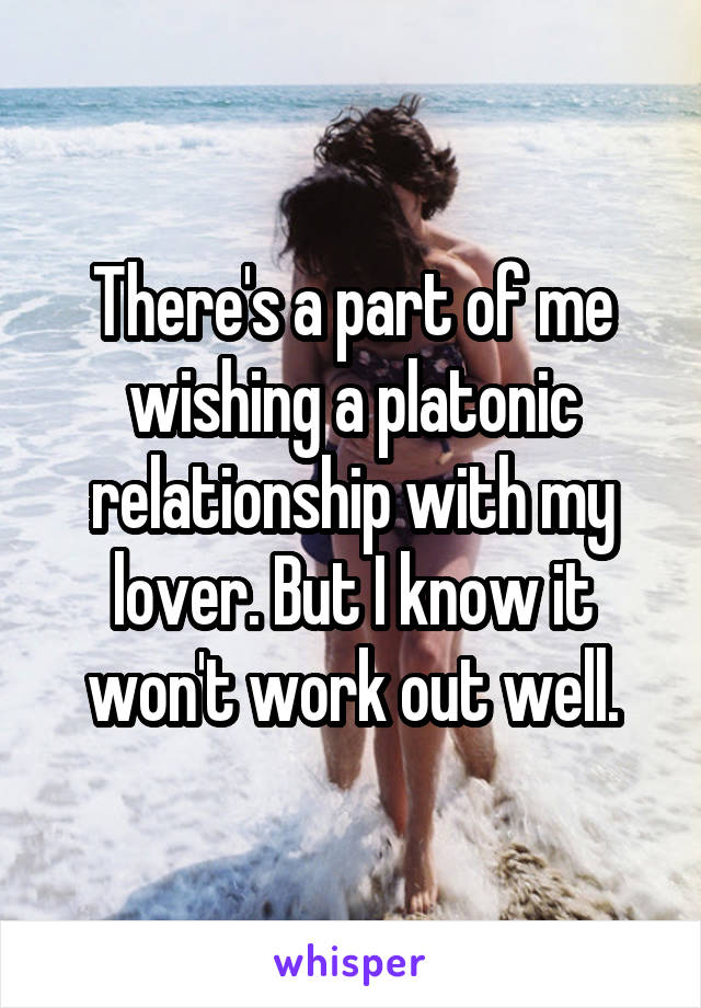 There's a part of me wishing a platonic relationship with my lover. But I know it won't work out well.