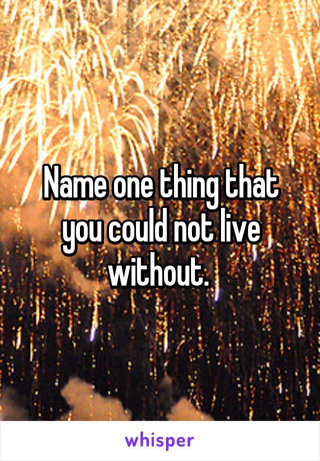 Name one thing that you could not live without. 
