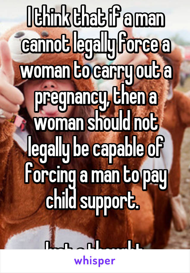 I think that if a man cannot legally force a woman to carry out a pregnancy, then a woman should not legally be capable of forcing a man to pay child support.  

Just a thought. 