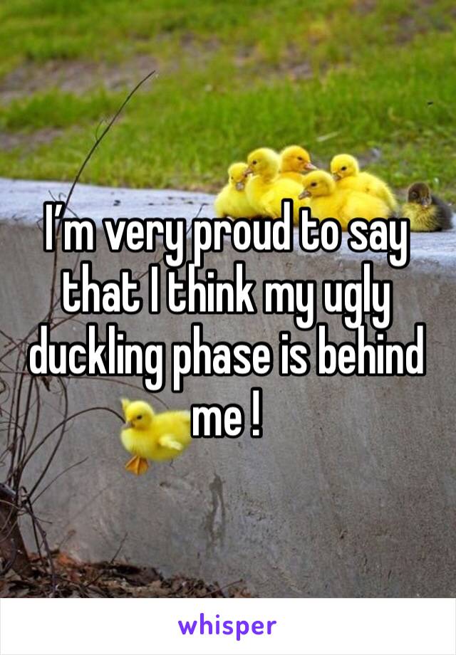 I’m very proud to say that I think my ugly duckling phase is behind me !