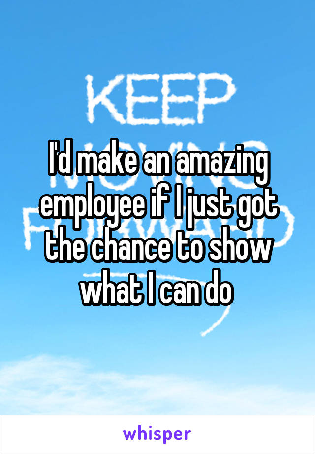 I'd make an amazing employee if I just got the chance to show what I can do 