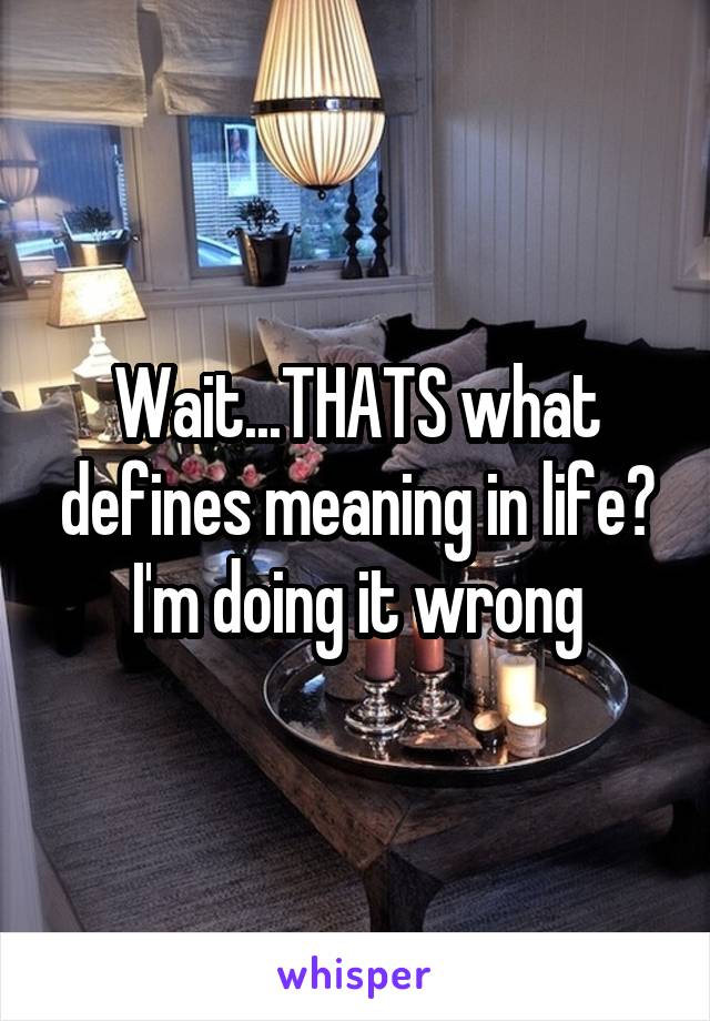 Wait...THATS what defines meaning in life? I'm doing it wrong