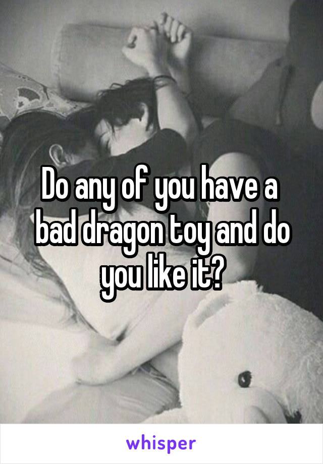 Do any of you have a 
bad dragon toy and do you like it?