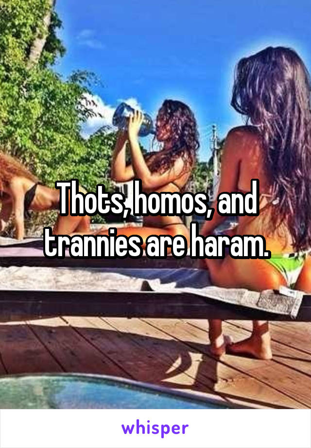Thots, homos, and trannies are haram.