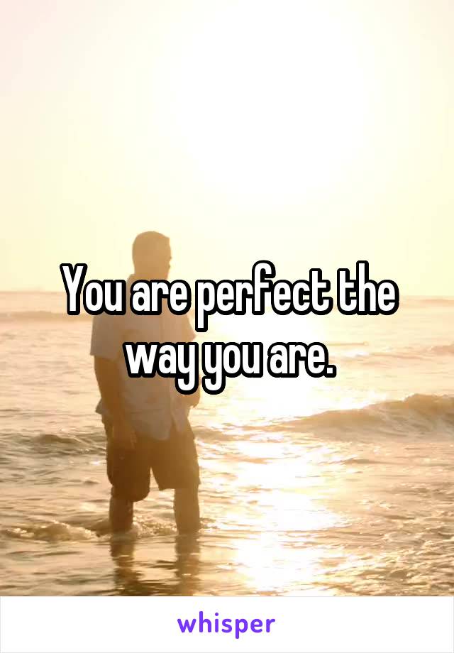 You are perfect the way you are.