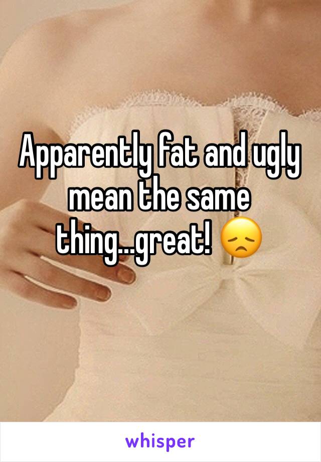 Apparently fat and ugly mean the same thing...great! 😞