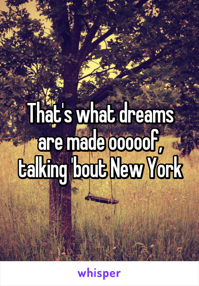 That's what dreams are made ooooof, talking 'bout New York