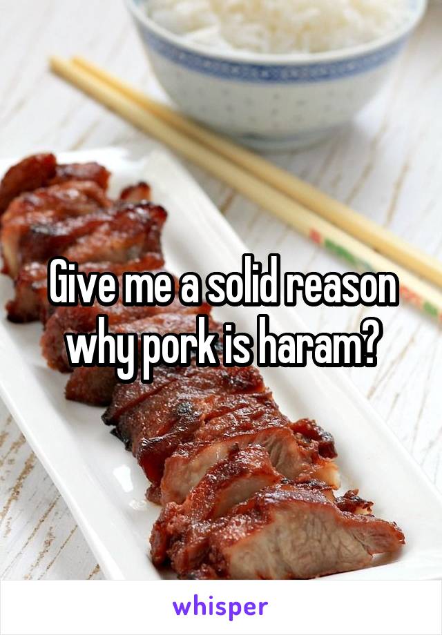 Give me a solid reason why pork is haram?
