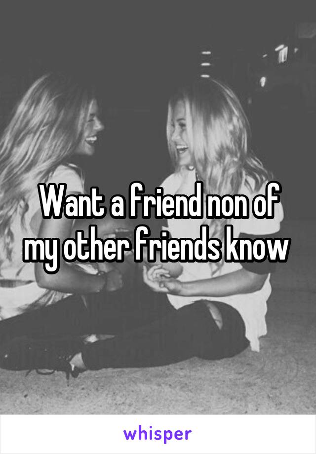 Want a friend non of my other friends know 