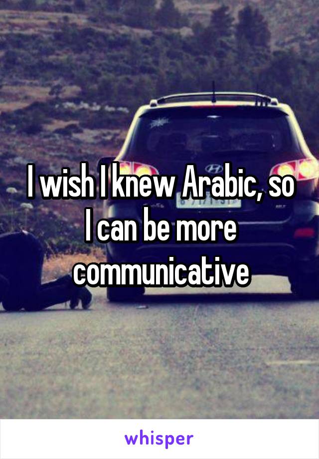 I wish I knew Arabic, so I can be more communicative