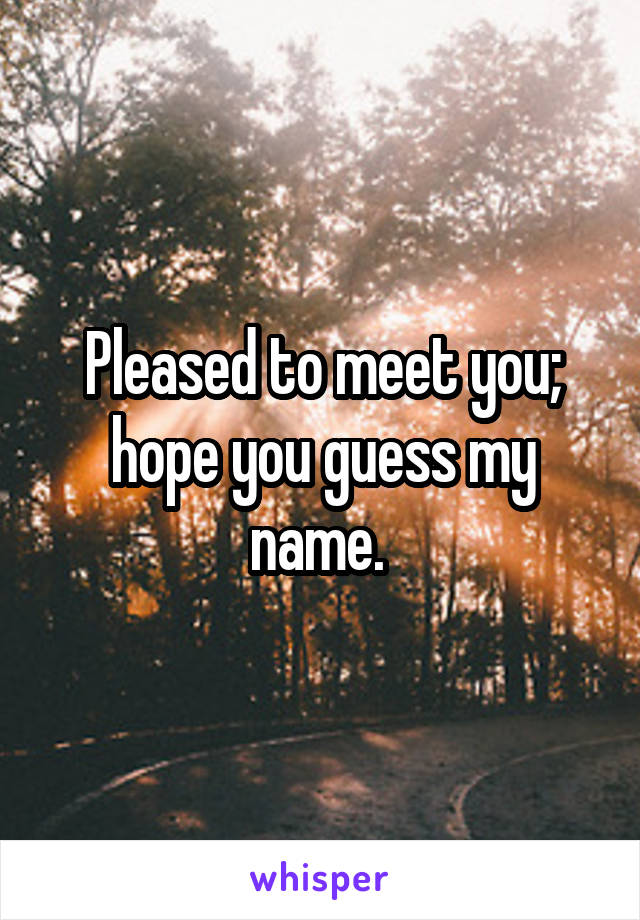 Pleased to meet you; hope you guess my name. 