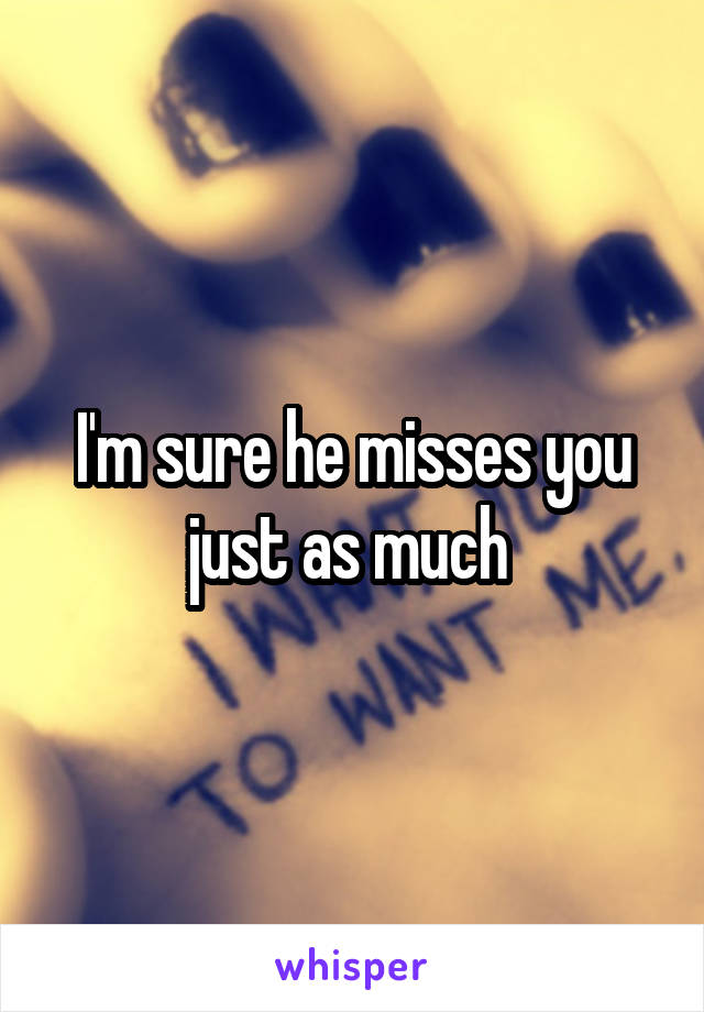 I'm sure he misses you just as much 