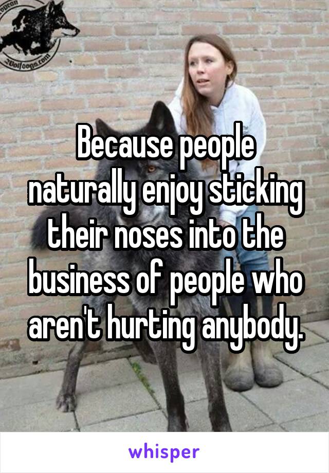 Because people naturally enjoy sticking their noses into the business of people who aren't hurting anybody.