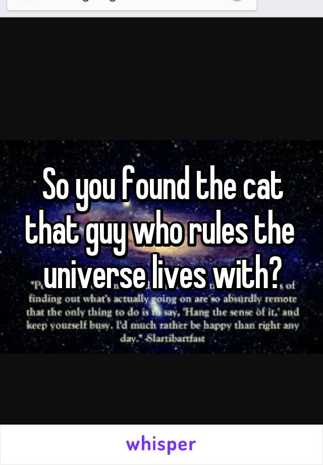 So you found the cat that guy who rules the  universe lives with?