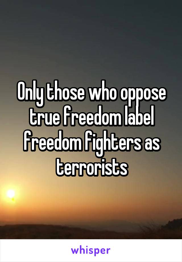 Only those who oppose true freedom label freedom fighters as terrorists