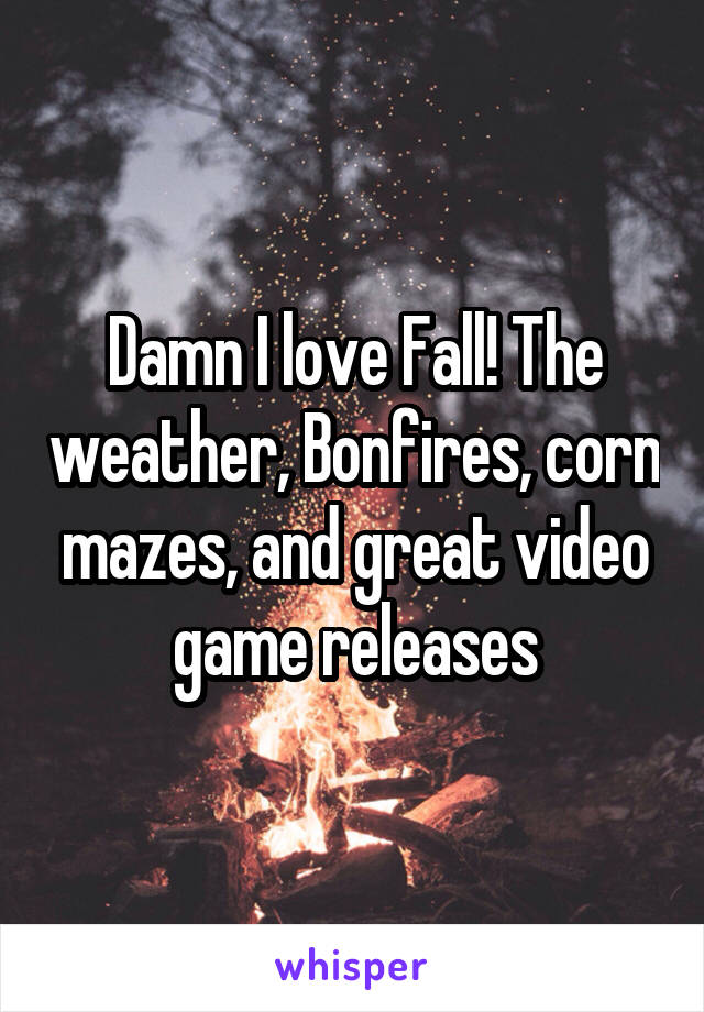 Damn I love Fall! The weather, Bonfires, corn mazes, and great video game releases