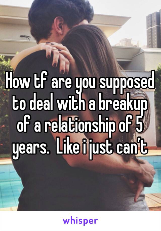 How tf are you supposed to deal with a breakup of a relationship of 5 years.  Like i just can’t 