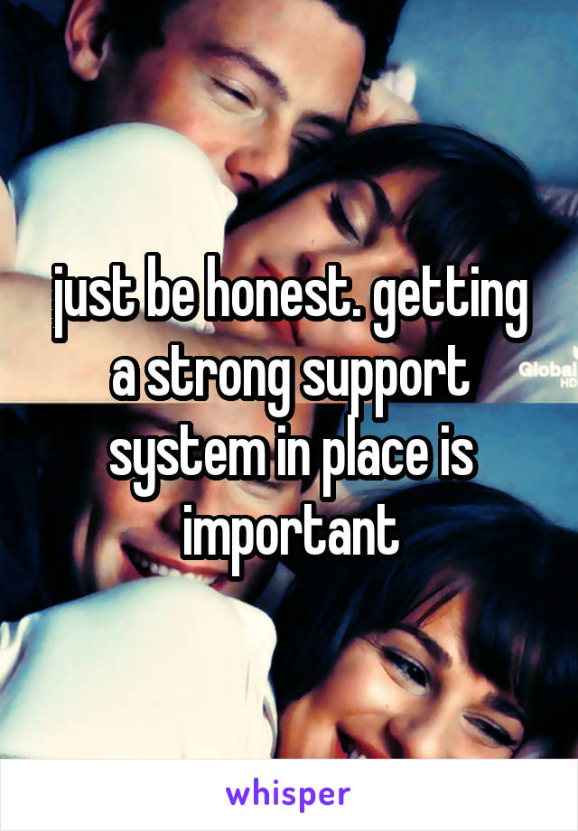 just be honest. getting a strong support system in place is important