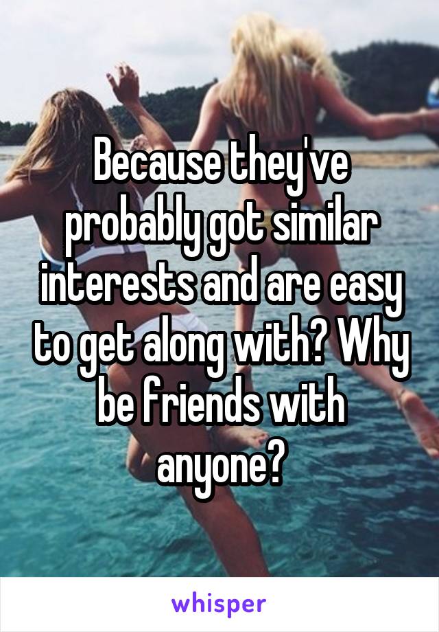 Because they've probably got similar interests and are easy to get along with? Why be friends with anyone?