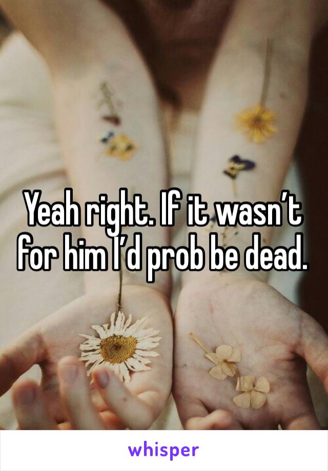Yeah right. If it wasn’t for him I’d prob be dead.