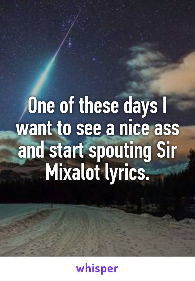 One of these days I want to see a nice ass and start spouting Sir Mixalot lyrics.