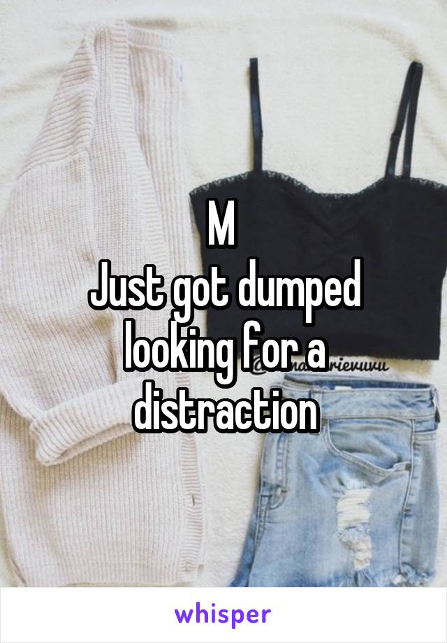 M 
Just got dumped looking for a distraction