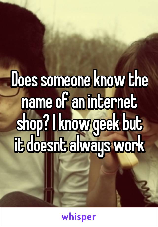 Does someone know the name of an internet shop? I know geek but it doesnt always work