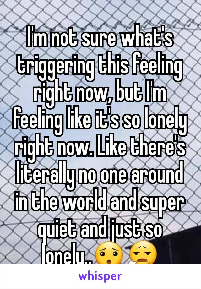 I'm not sure what's triggering this feeling right now, but I'm feeling like it's so lonely right now. Like there's literally no one around in the world and super quiet and just so lonely..😯😧
