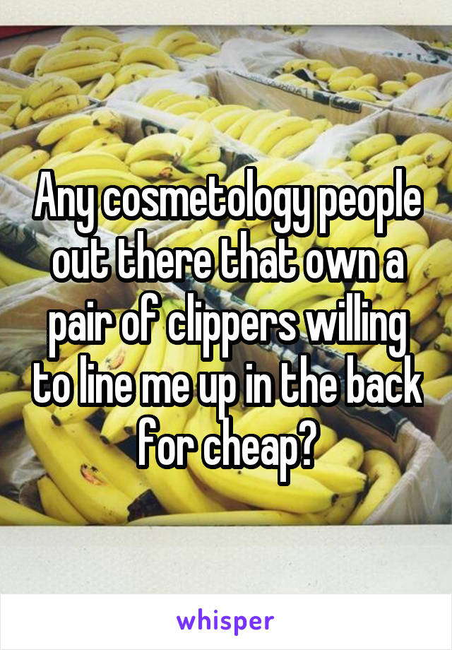 Any cosmetology people out there that own a pair of clippers willing to line me up in the back for cheap?