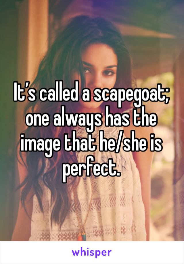 It’s called a scapegoat; one always has the image that he/she is perfect.