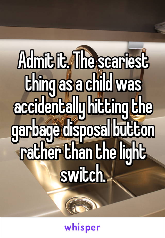 Admit it. The scariest thing as a child was accidentally hitting the garbage disposal button rather than the light switch.