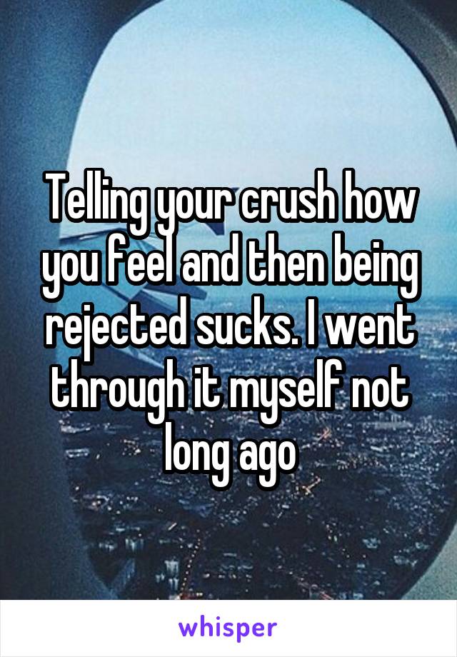 Telling your crush how you feel and then being rejected sucks. I went through it myself not long ago