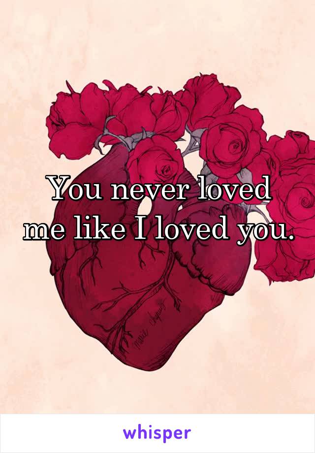 You never loved me like I loved you. 