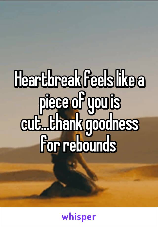 Heartbreak feels like a piece of you is cut...thank goodness for rebounds 