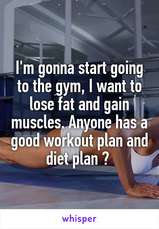 I'm gonna start going to the gym, I want to lose fat and gain muscles. Anyone has a good workout plan and diet plan ? 